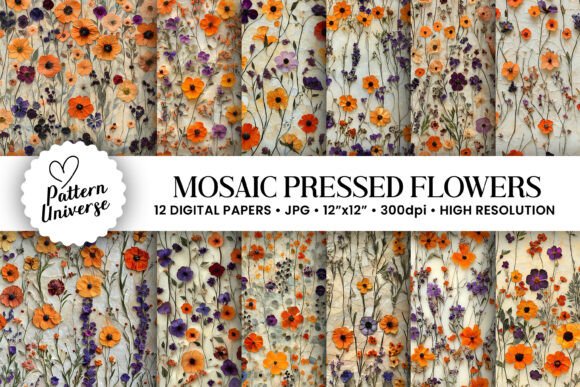 Download Mosaic Pressed Flowers Patterns - Patterns Collection