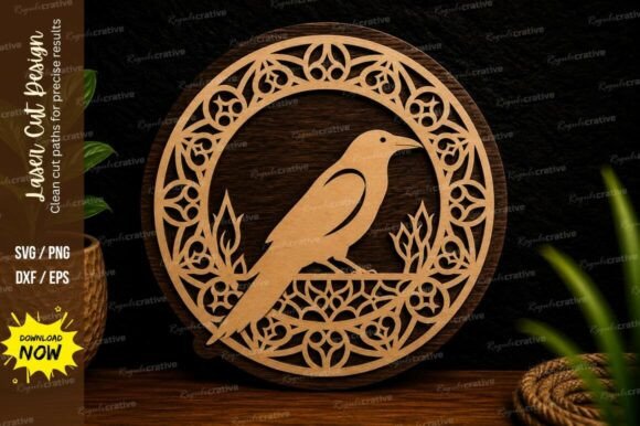 Download Songbird Mandala Ornament Laser Cut SVG - Mandala ornament Collection