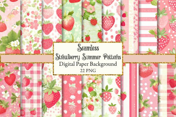 Download Strawberry Summer Seamless Patterns - Patterns Collection